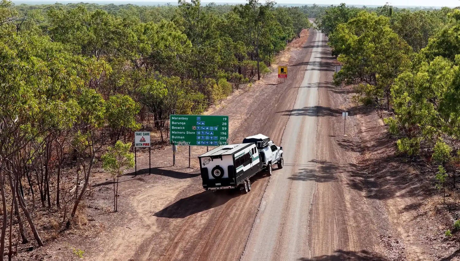 From above, on a dirt road in the Top End