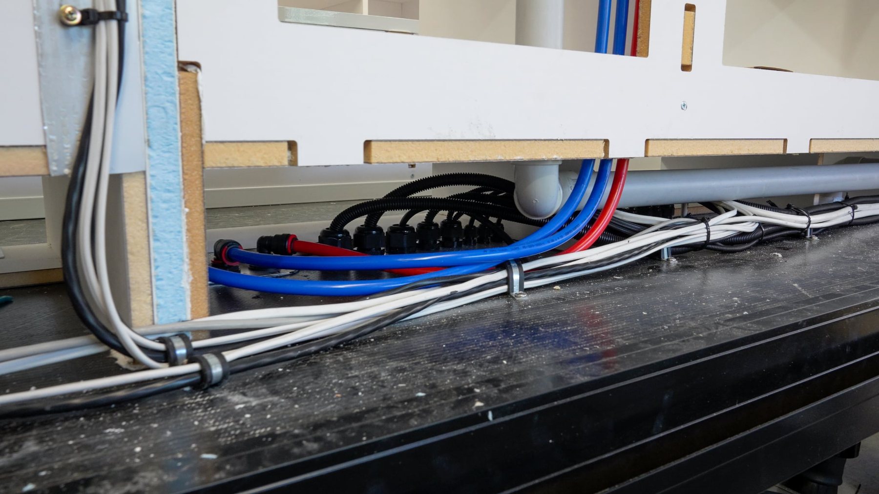 Wiring under the cabinetry
