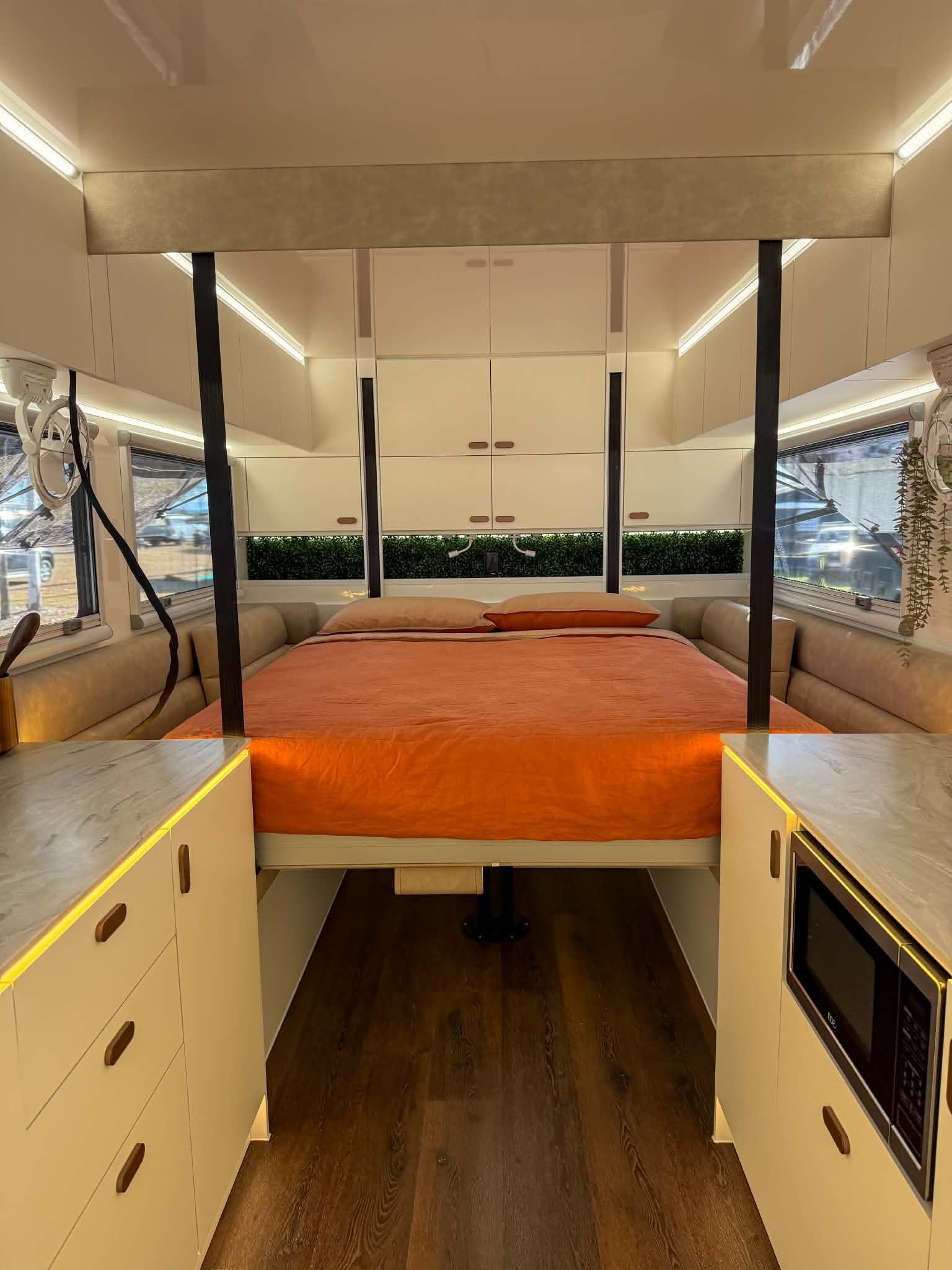 Drop-down bed over the dinette