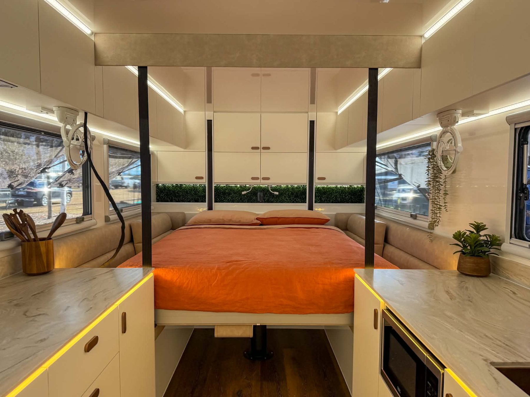 Drop-down bed, made up