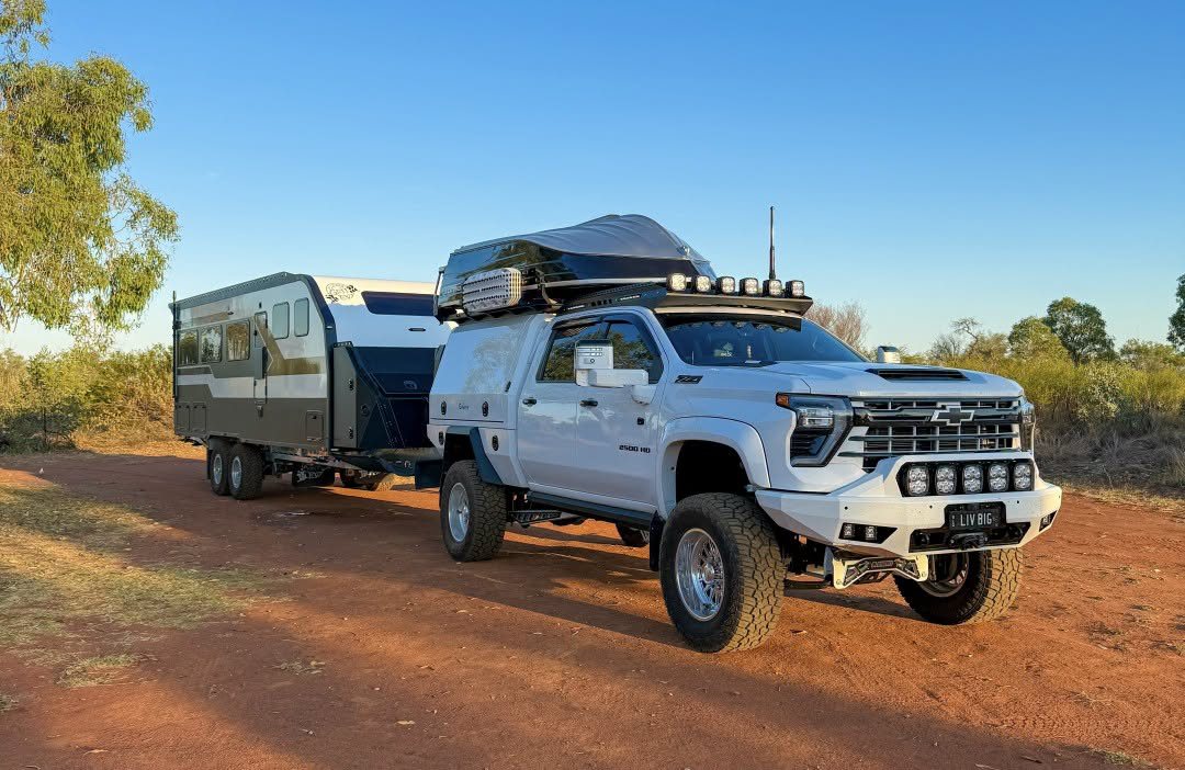 Their Offroad Grit RV and LIV BIG ute in the late light