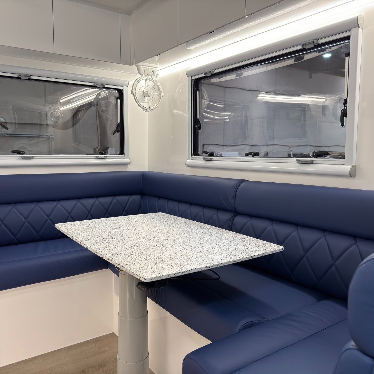 Navy diamond-stitch dinette