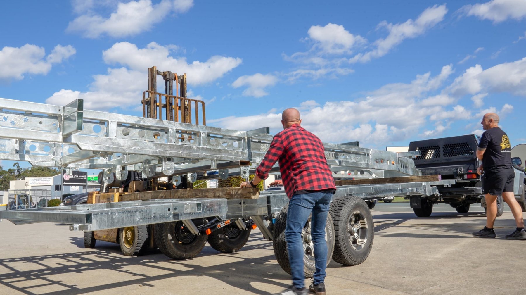 A galvanised chassis, ready to go