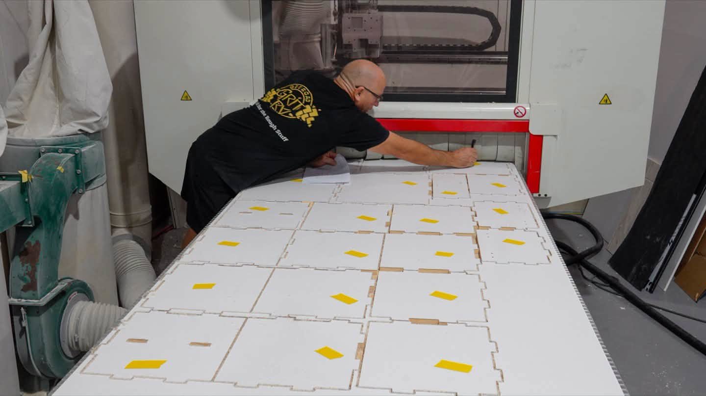 Checking cabinetry panels on the CNC router