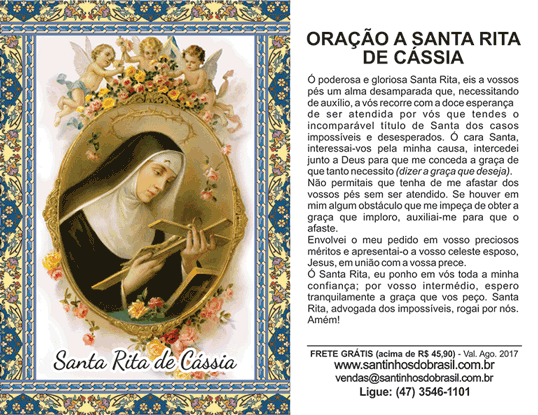 Santinhos Santa Rita de Cássia - Oração
