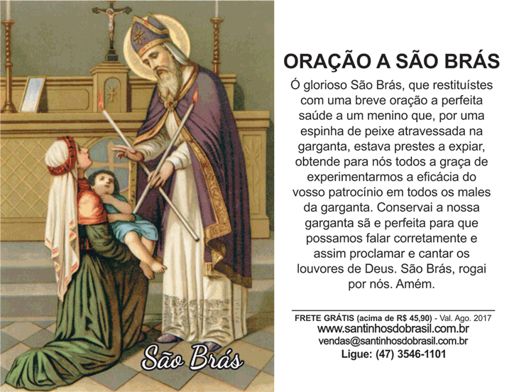 Oração a São Brás - Santinhos