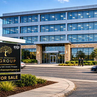 Modern office building available for purchase, presented by The Prosperity Group, offering a prime location for potential investors.