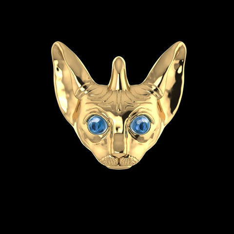 Custom cat ring featuring opal in pure solid gold, precision-crafted for B2B jewelry brands, private label collections, and boutique retailers