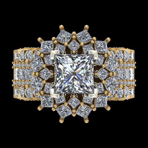 Custom diamond ring with clustered diamonds for B2B jewelry manufacturing, showcasing precision craftsmanship and private label design for retailers and boutique brands