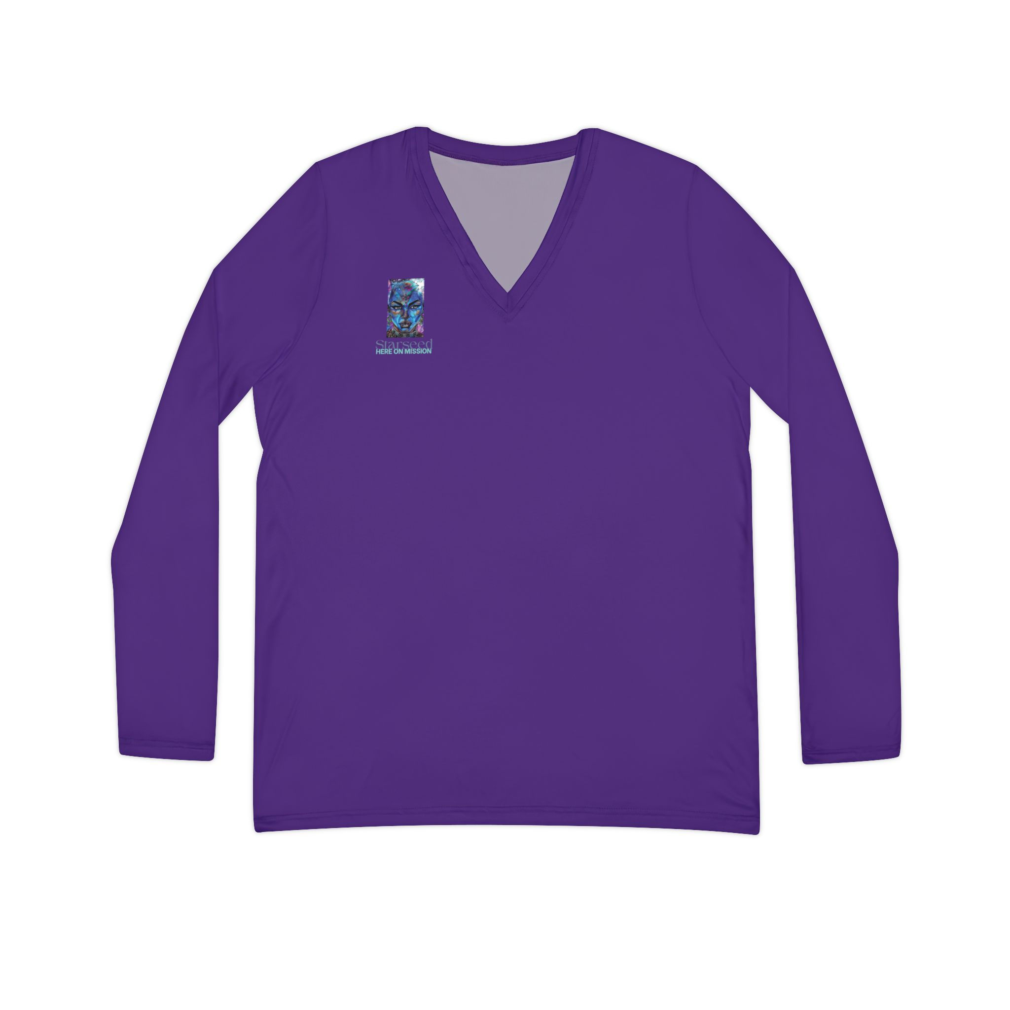 African Starseed, Purple Women's Long Sleeve V-neck Shirt, Starseed t-shirt