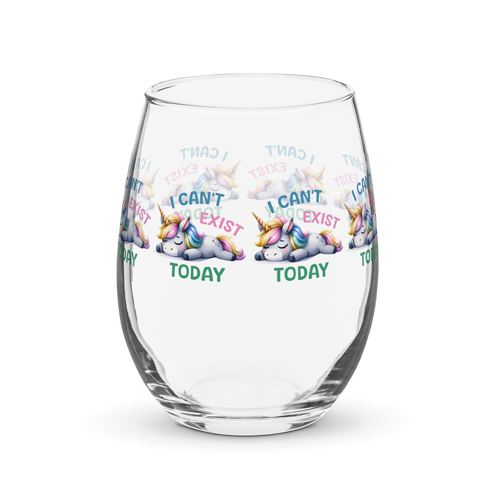 Thumbnail: I Can't ..Unicorn.  Stemless wine glass