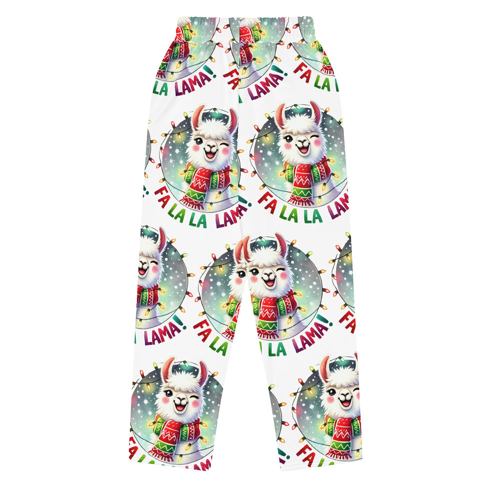 Llama Holiday. Wide-leg joggers