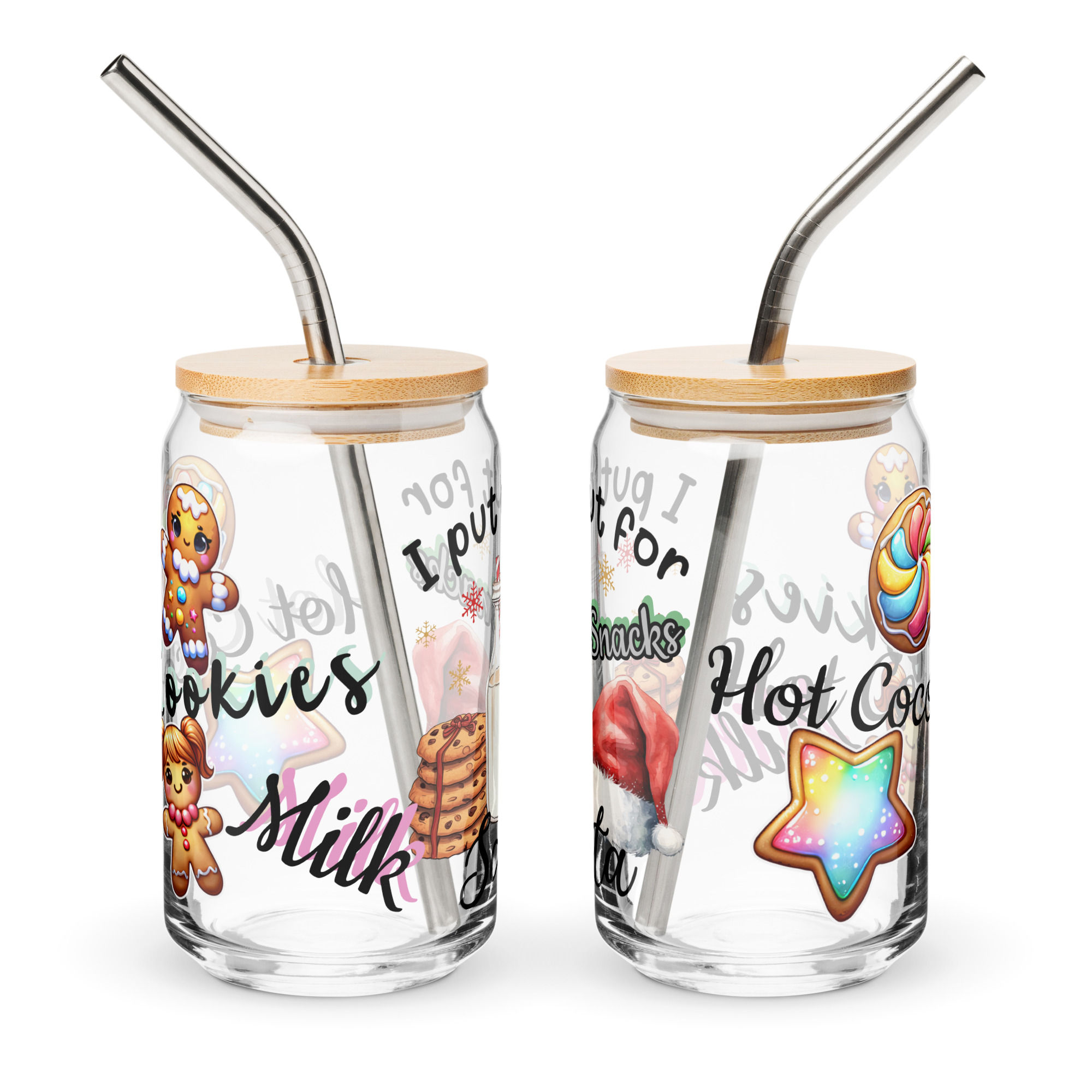 Holiday Cookies & Milk For Santa Can-shaped glass