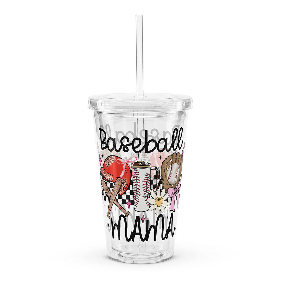 Thumbnail: Baseball Mama.  Clear plastic tumbler