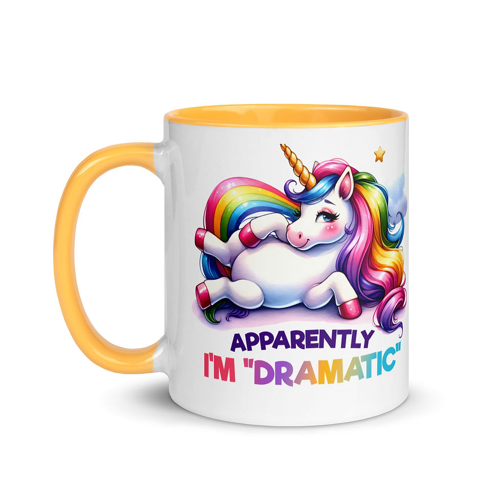 Thumbnail: Dramatic Unicorn. Mug with Color Inside