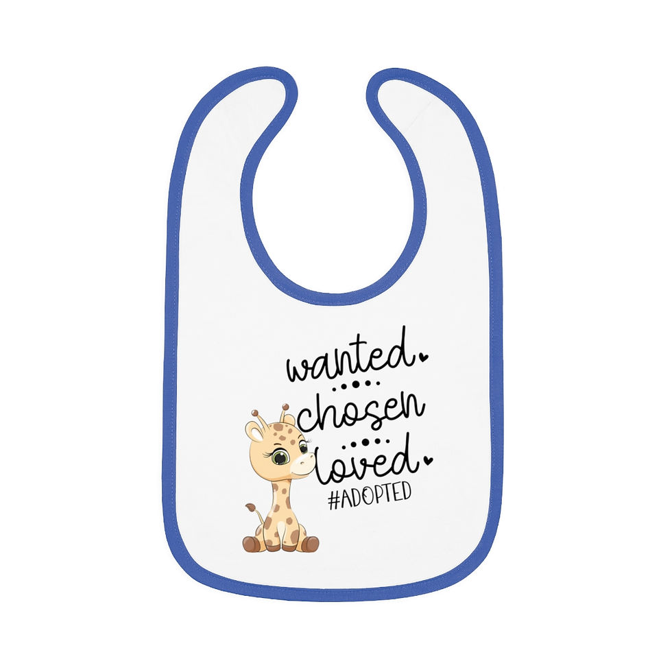 Thumbnail: Wanted. Choose. Loved.  #Adopted.  Baby Contrast Trim Jersey Bib