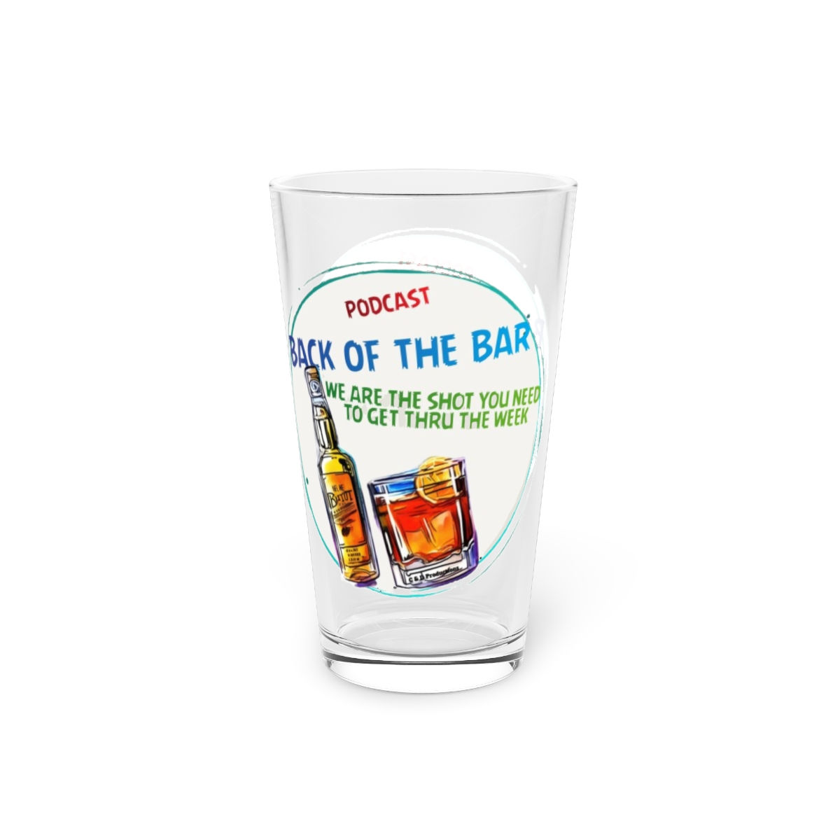 Back Of The Bar Merch. Pint Glass, 16oz