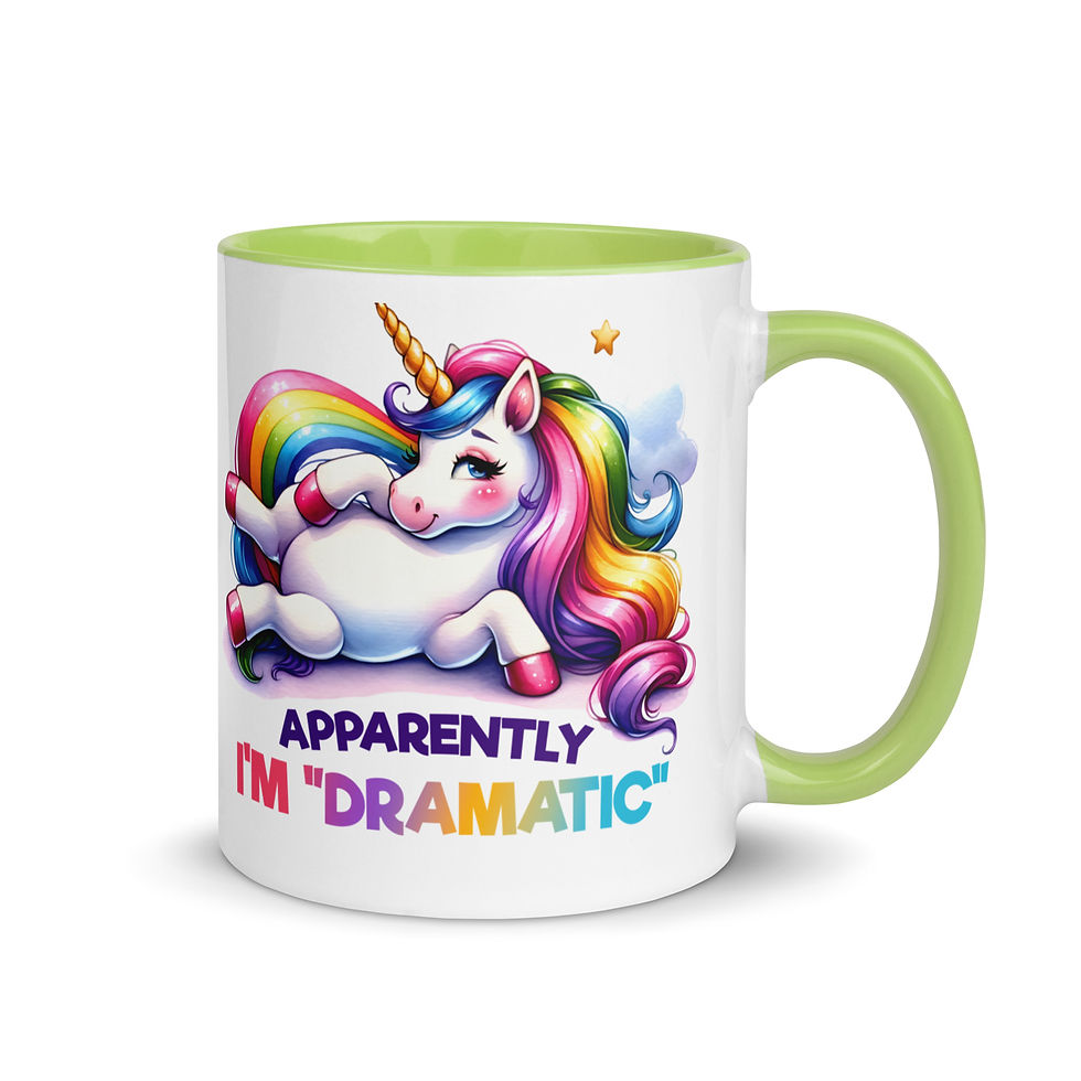 Thumbnail: Dramatic Unicorn. Mug with Color Inside