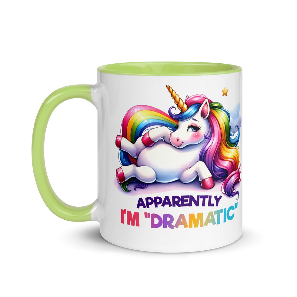 Thumbnail: Dramatic Unicorn. Mug with Color Inside