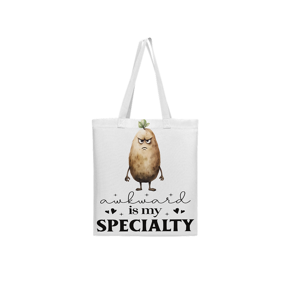Thumbnail: Funny 3. White.  Large Grocery Reusable Tote Bag Lined w/ Inside Pocket 