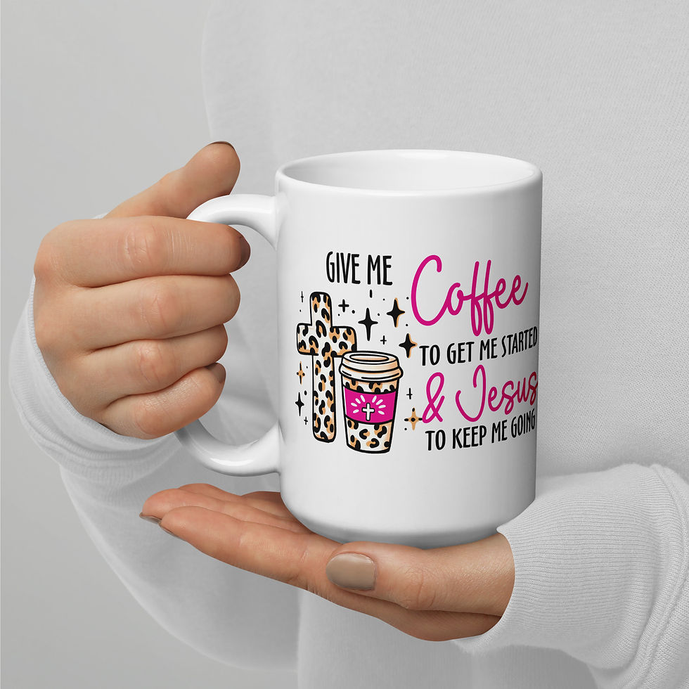 Thumbnail: " Coffee... and Jesus...  "White glossy mug