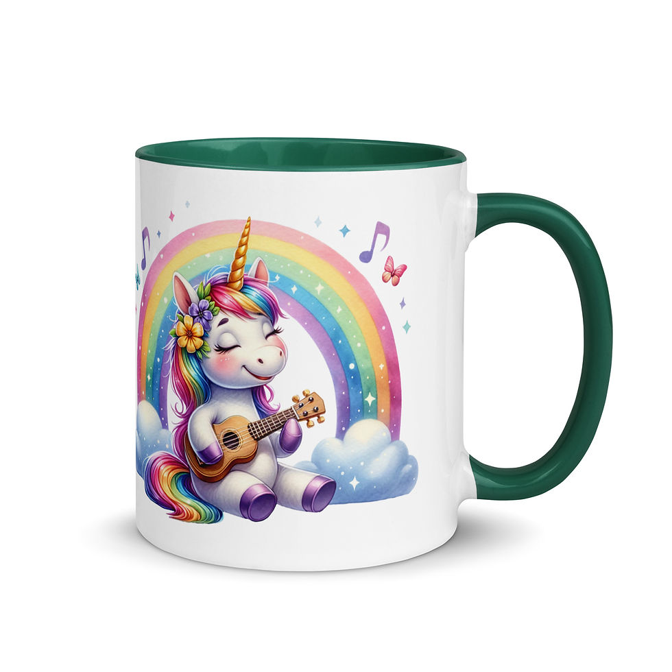 Thumbnail: Ukulele Unicorn.  Mug with Color Inside