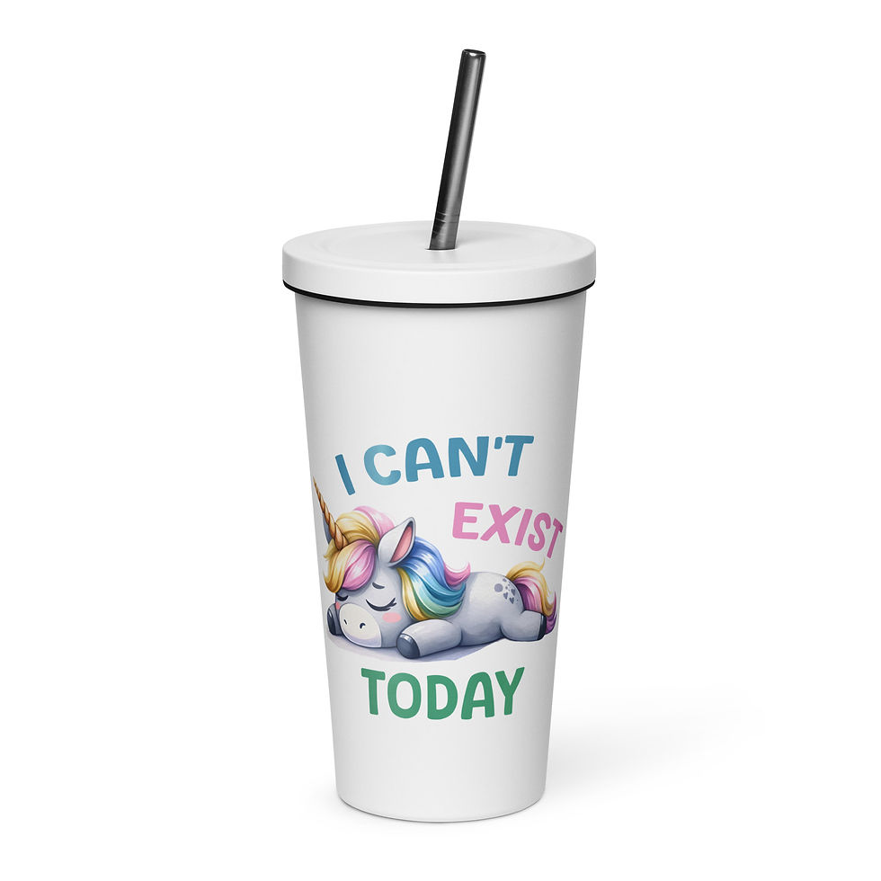 Thumbnail: I Can't. Insulated tumbler with a straw
