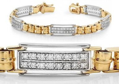 Thumbnail: 14kt. Tu-tone 1.00 ct Diamond Men's Bracelet