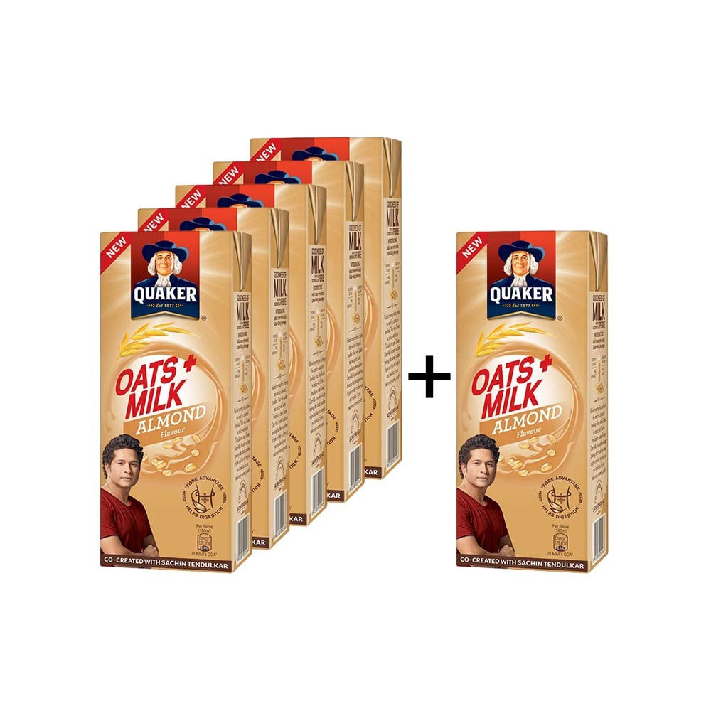 Quaker Oats+ Almond Flavoured Milk (Tetra Pak) - Buy 5 Get 1 Free