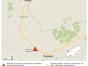 Segundo día de bloqueo en la carretera Cobija - Porvenir por titulación de tierras