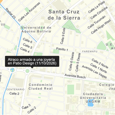 Hubo un atraco armado en una joyería de la avenida Busch y tercer anillo en Santa Cruz