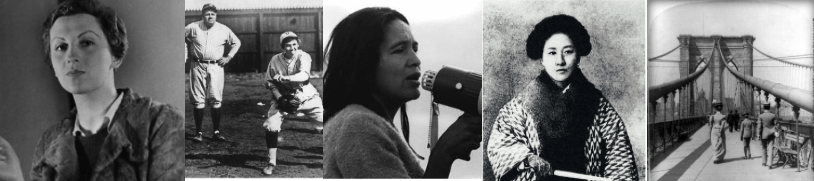 From L-R: Gerda Tarro, Jacki Mitchell, Delores Huerta, Qui Jin, and Emily Warren Roebling 