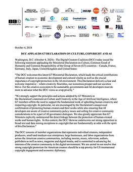 DCC Applauds G7 Declaration on Culture, Copyright, and AI 