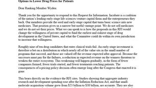 Incubate Responds to Request for Information: Commonsense Policy Options to Lower Drug Prices for Patients