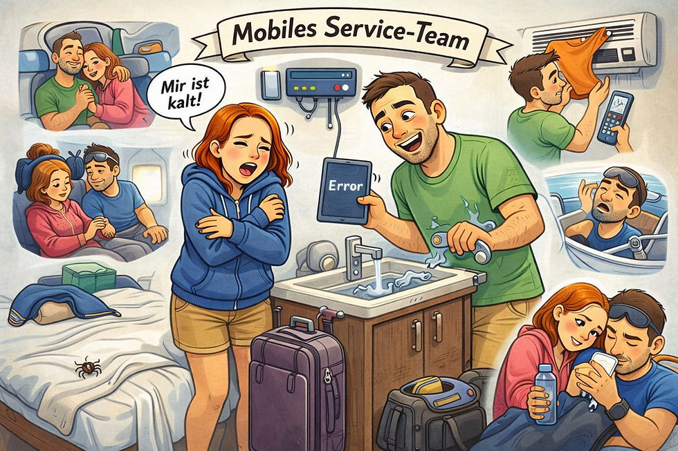 Beziehung auf Reisen: Service Team, jeder hat seine Aufgaben