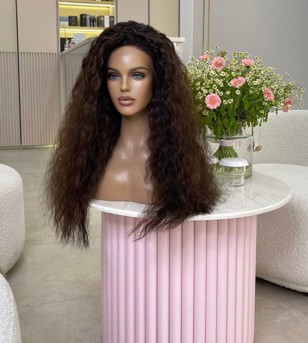 Miniaturbild: Echthaar-Perücke Lang: Karamellbraun