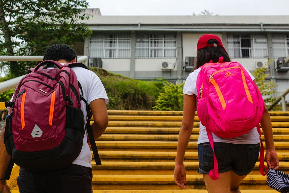 Students walking up steps of charter school in Florida