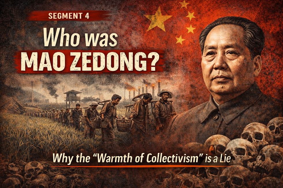 Who was Mao Zedong—and what happens when an ideology tries to outvote reality? Segment 4 traces the Great Leap Forward, the Cultural Revolution, and the brutal cost of collectivism when “warmth” becomes enforceable.
