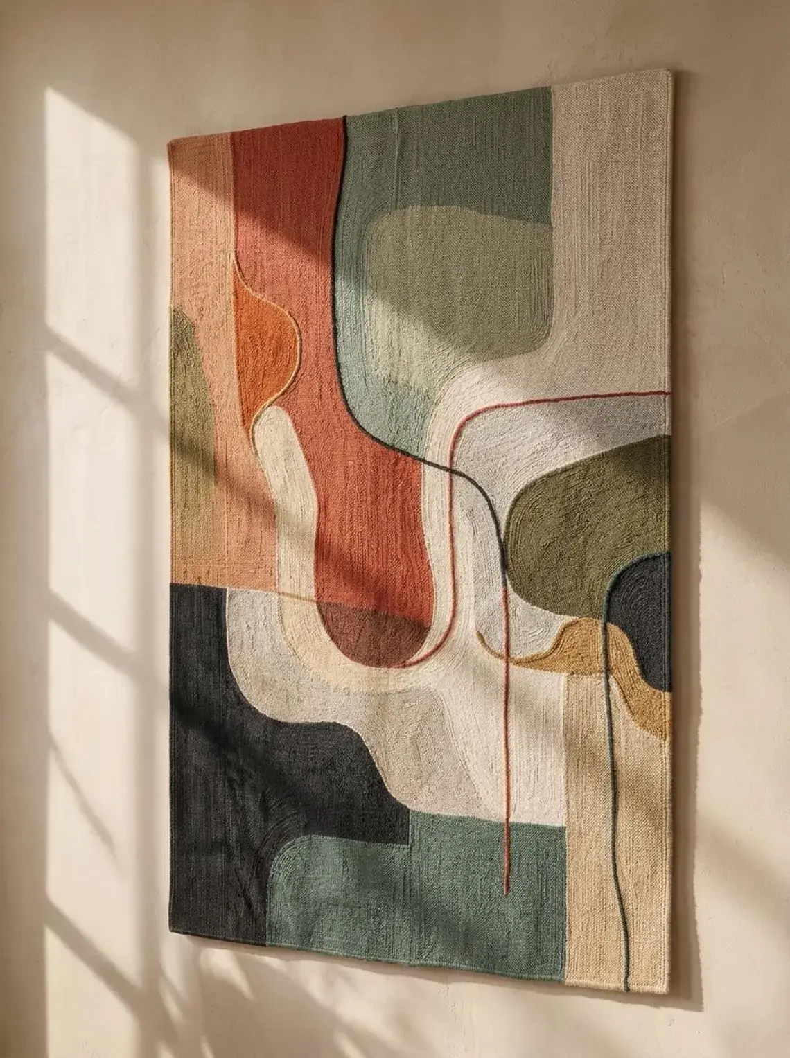 Handmade Abstract Fiber Wall Hanging – Textured Textile Wall Art