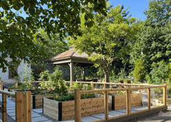 Custom Veg garden, pavilion, gardens, pond and waterfall