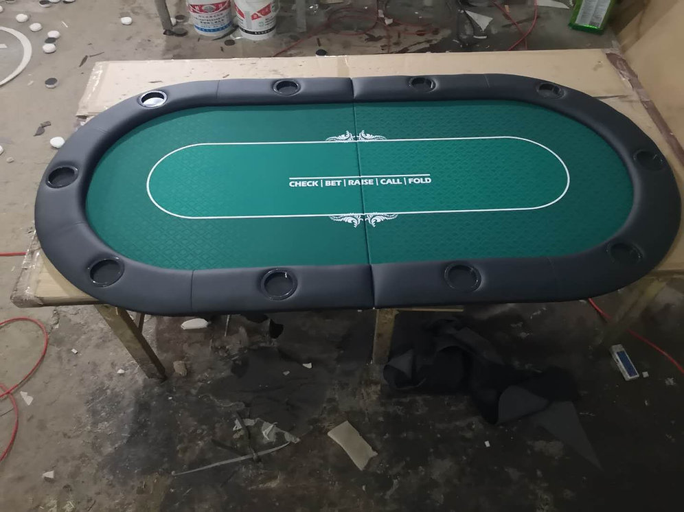 2m Green Bifold Oval Poker Table Top With Card Line (Speed Cloth