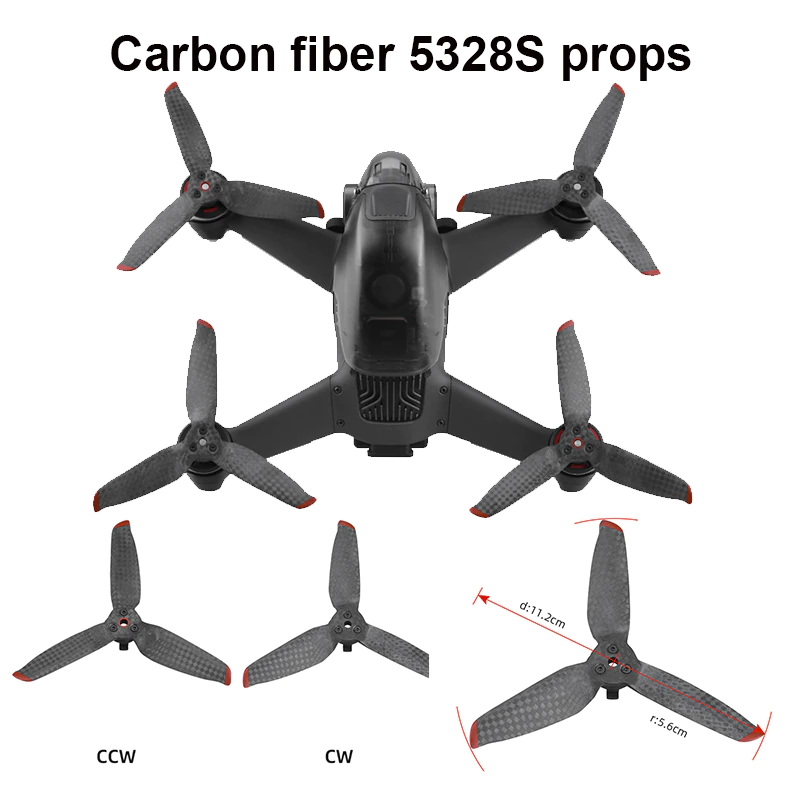 Thumbnail: 4/8pcs Carbon Fiber Propeller Low Noise Blade for DJI FPV Combo Drone