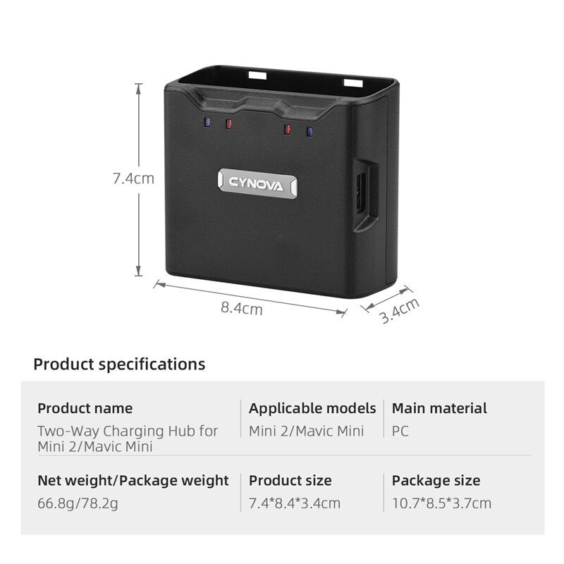 Thumbnail: CYNOVA Two-Way Charging Hub for DJI Mavic Mini 2 Battery Manager Charger Power 