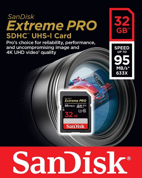 Thumbnail: SD Card SanDisk Extreme Pro SDHC SDXC 32GB 64GB 128GB 256GB UHS-I 4K 170MB/s