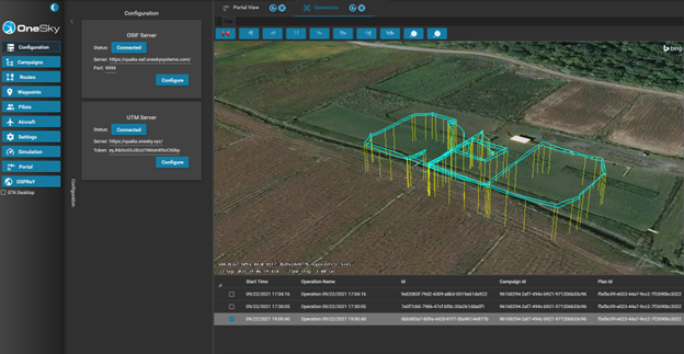 The OneSky UTM ingesting data from ARA's GPS beacon, giving operators real-time telemetry from the local GCS.
