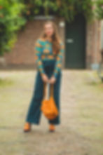 Thumbnail: Happy Key Shirt Orange Flowers on Blue
