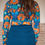 Thumbnail: Happy Key Shirt Orange Flowers on Blue