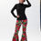 Thumbnail: Fleurige flared broek van biologische stof
