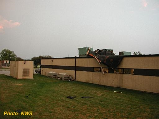 August 20th, 2003 - 77 mph wind gust damages NWS QC roof.