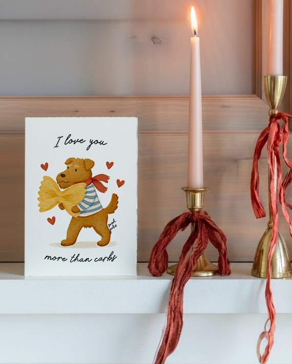 Thumbnail: Farfalle Fox, welsh/airedale, lakeland terrier & schnauzer greeting card